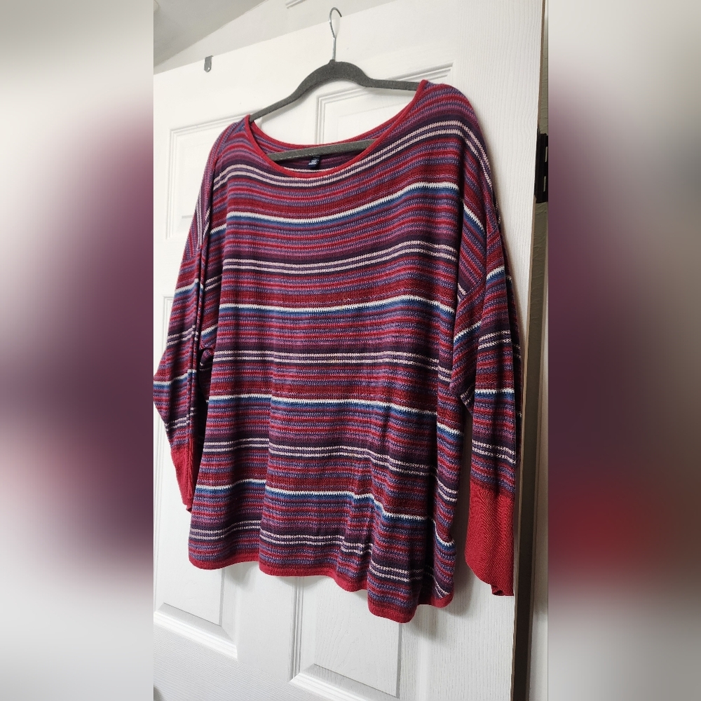 Chaps Red and Blue Striped Sweater